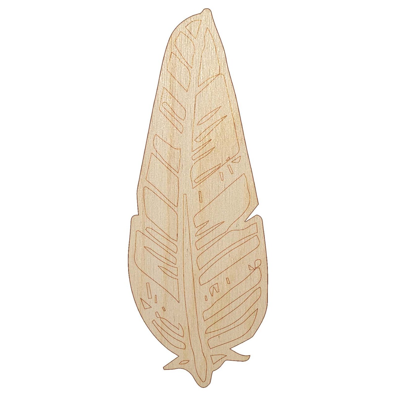 Hand Drawn Artsy Feather Unfinished Wood Shape Piece Cutout for DIY Craft Projects